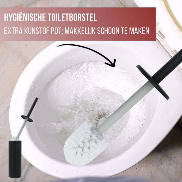 4bathroomz® Oslo Vrijstaande Toiletborstel - Serie Oslo - Toiletborstel Zwart