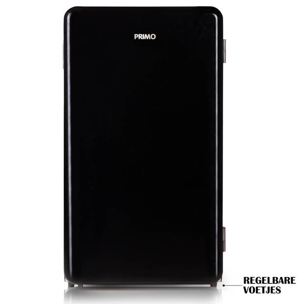 PRIMO PR109RKZ Koelkast tafelmodel - 93 liter inhoud - Zwart - Koelkast tafelmodel vrijstaand - Retro koelkast