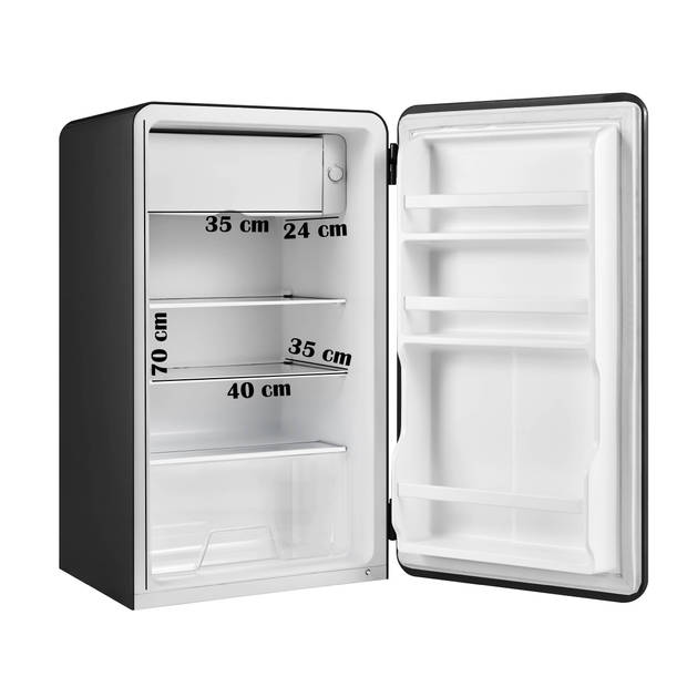 PRIMO PR109RKZ Koelkast tafelmodel - 93 liter inhoud - Zwart - Koelkast tafelmodel vrijstaand - Retro koelkast
