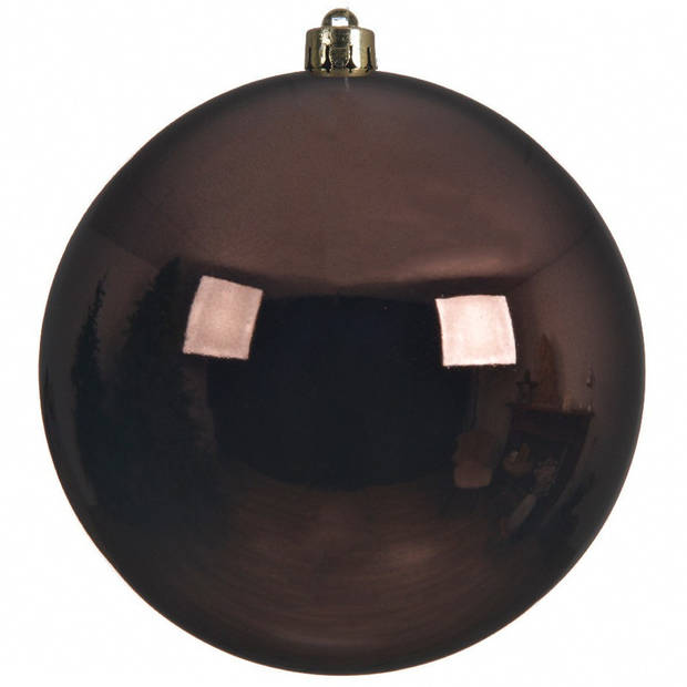 1x Grote raam/deur/kerstboom decoratie donkerbruine kerstballen 20 cm glans - Kerstbal