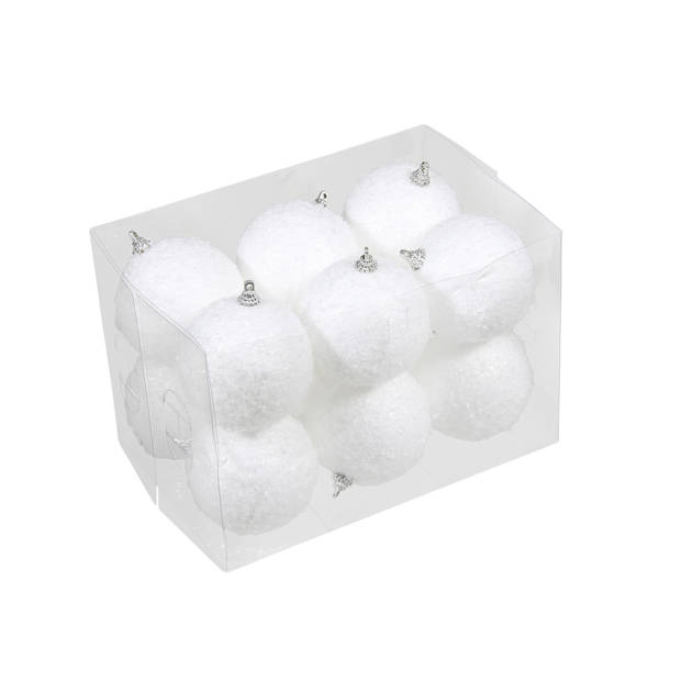 60x stuks kerstversiering witte sneeuw effect kerstballen 5-6-7 cm - Kerstbal