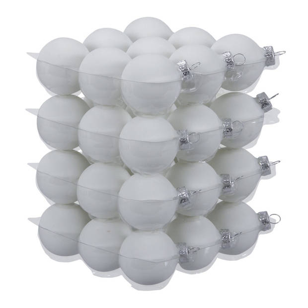 36x Witte glazen kerstballen 4 cm mat - Kerstbal