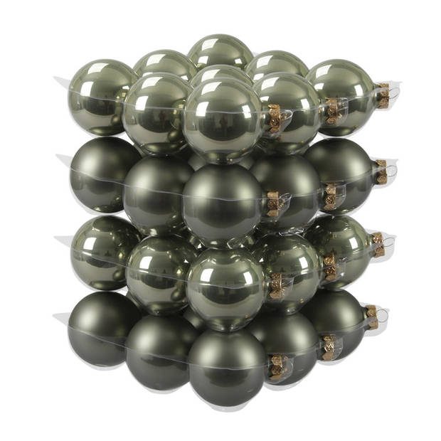 Othmar Decorations kerstballen - 36x st - graniet groen - D6 cm - glas - Kerstbal