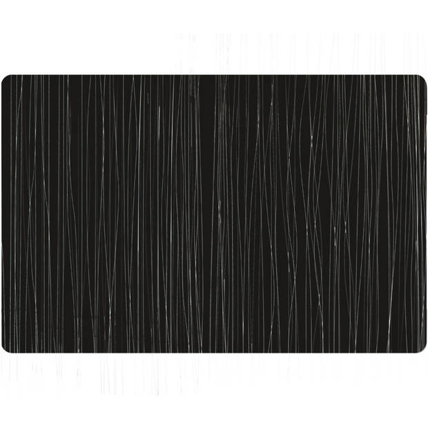 6x Rechthoekige onderleggers/placemats voor borden zwart metallic 30 x 45 cm - Placemats