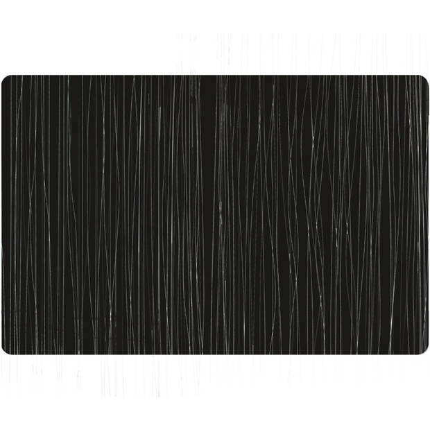 1x Rechthoekige onderleggers/placemats voor borden zwart metallic 30 x 45 cm - Placemats