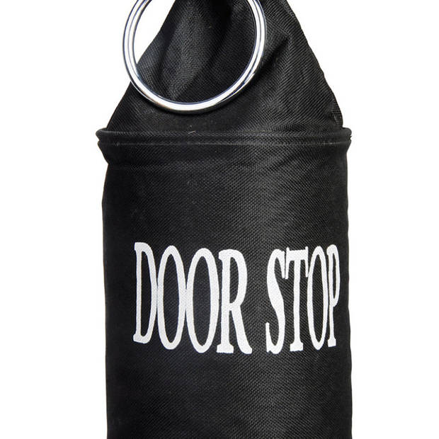 Zwarte deurstopper met ring 28 cm canvas - Deurstoppers