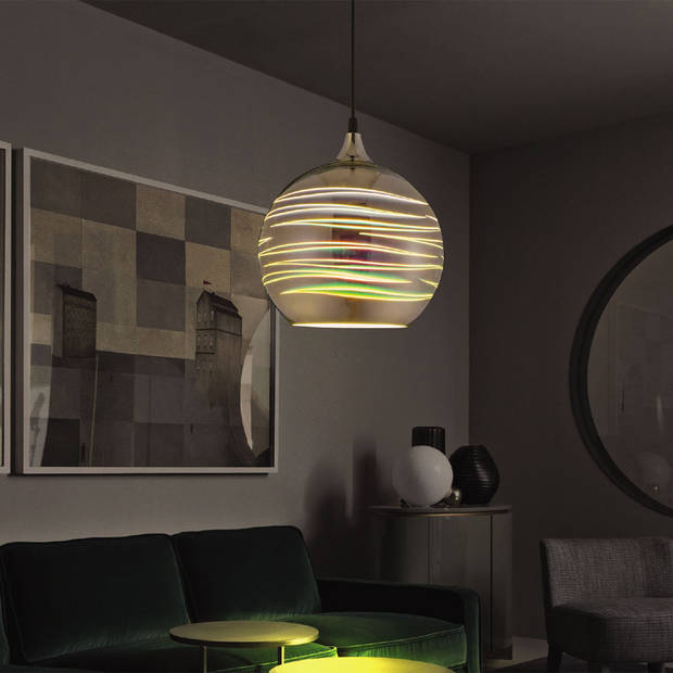 LED Hanglamp 3D - Structure - Rond - Chroom Glas - E27