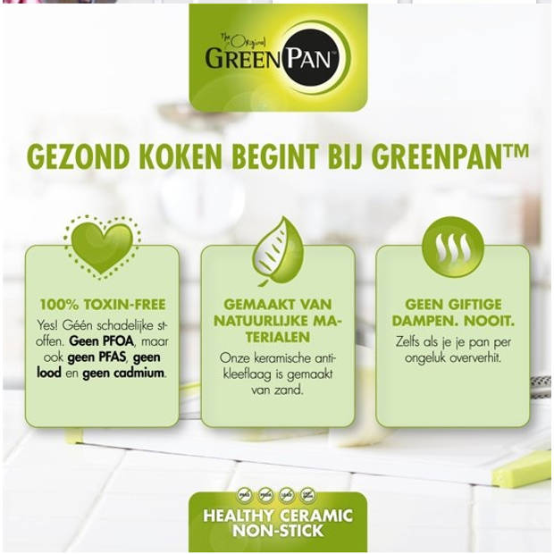 GreenPan Grillpan Essentials - ø 28 cm - Keramische anti-aanbaklaag