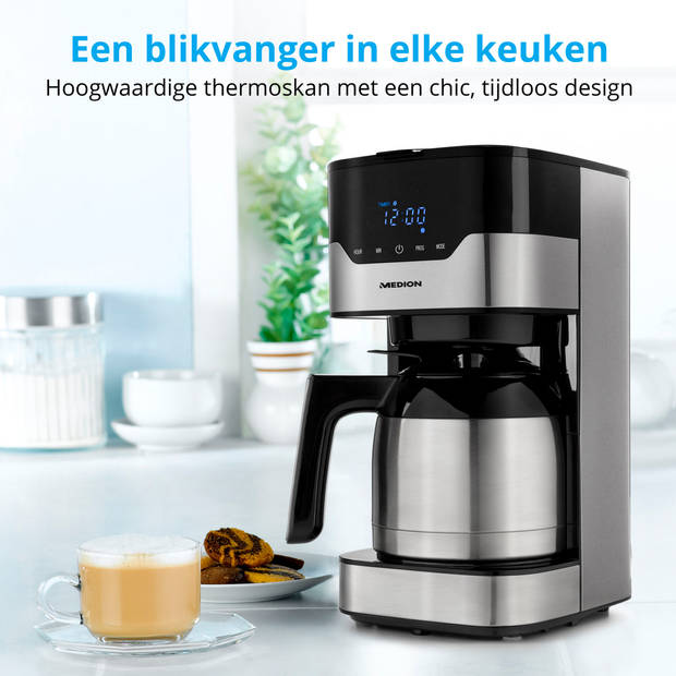 Koffiezetapparaat met thermoskan MD 18458 timerfunctie druppelstop 900 watt