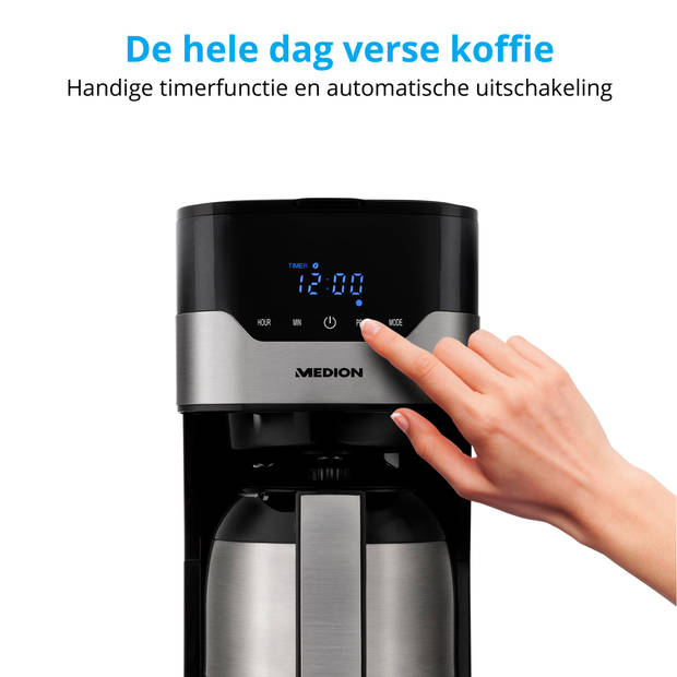 Koffiezetapparaat met thermoskan MD 18458 timerfunctie druppelstop 900 watt