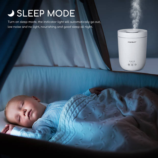 Aigostar Misty 22HIY - Luchtbevochtiger met aromatherapie - Geschikt Voor Babykamer & Slaapkamer - Timer