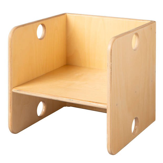 Van Dijk Toys houten kubusstoel / kinderstoel Naturel - 29x29x29cm vanaf 1 jaar (kinderopvang kwaliteit)