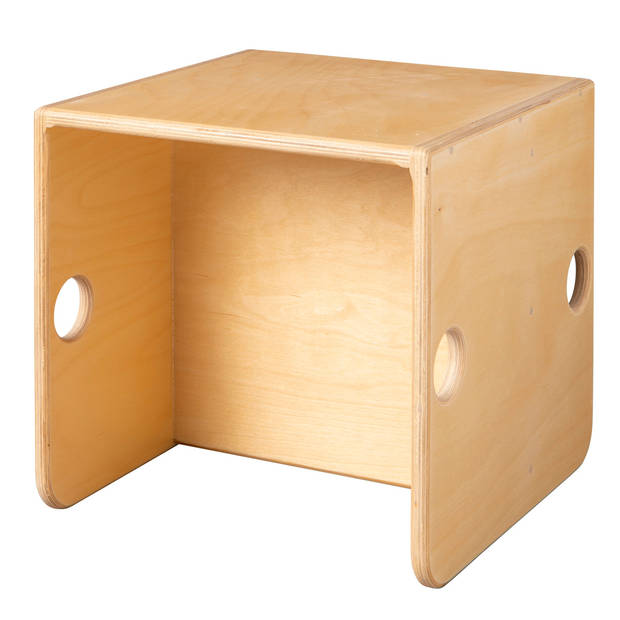 Van Dijk Toys houten kubusstoel / kinderstoel Naturel - 29x29x29cm vanaf 1 jaar (kinderopvang kwaliteit)