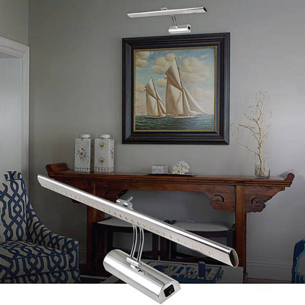 LED Spiegelverlichting - Schilderijverlichting - Ovaal 6W - Glans Chroom Aluminium - Verstelbaar