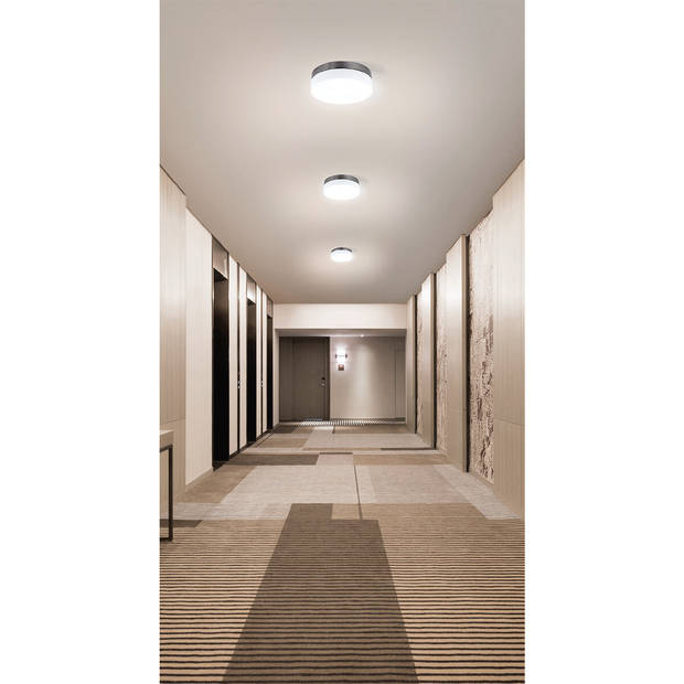 LED Plafondlamp - Opbouw Rond - E27 - Mat Chroom Aluminium - Ø285mm