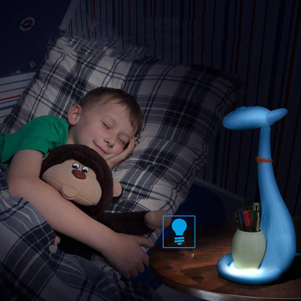 LED Kinder Nachtlamp - Tafellamp - Kat - Aanpasbare Kleur - Blauw - Touch - Dimbaar