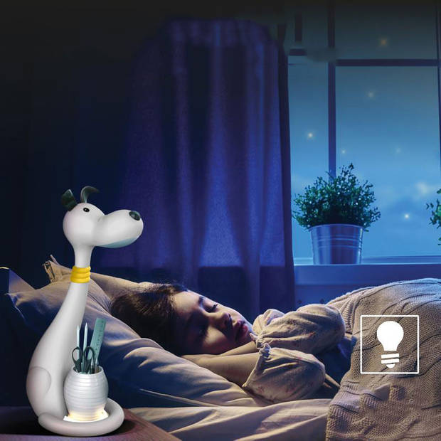 LED Kinder Nachtlamp - Tafellamp - Hond - Aanpasbare Kleur - Wit - Touch - Dimbaar