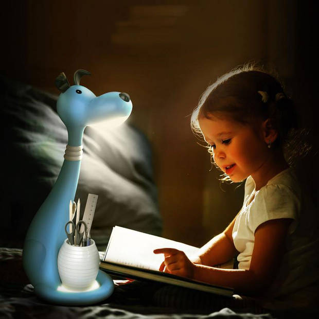 LED Kinder Nachtlamp - Tafellamp - Hond - Aanpasbare Kleur - Blauw - Touch - Dimbaar