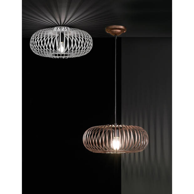 LED Plafondlamp - Plafondverlichting - Trion Johy - E27 Fitting - Rond - Industrieel - Mat Koper - Aluminium - 40cm