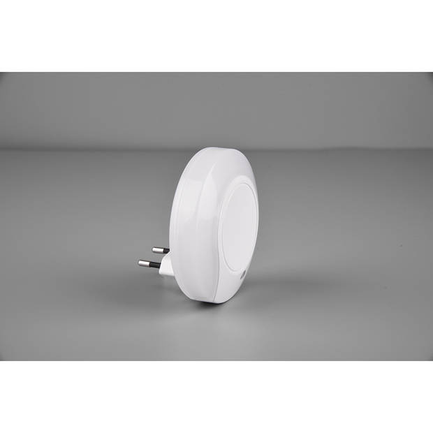 Stekkerlamp - Stekkerspot met Dag en Nacht Sensor Incl. Schakelaar - Trion Jiko - 0.4W - Warm Wit 3000K - Rond - Mat Wit