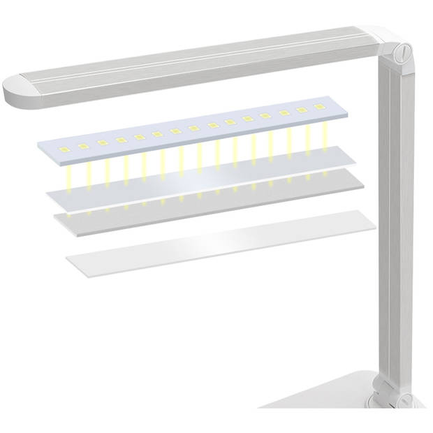 LED Bureaulamp - Aigi Sorina - 5W - Qi Draadloze Oplaadfunctie - Aanpasbare Kleur - Dimbaar - Mat Wit