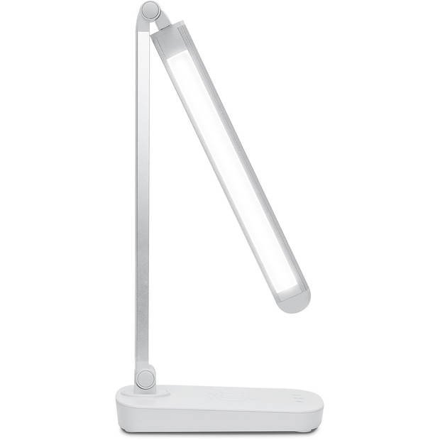 LED Bureaulamp - Aigi Sorina - 5W - Qi Draadloze Oplaadfunctie - Aanpasbare Kleur - Dimbaar - Mat Wit