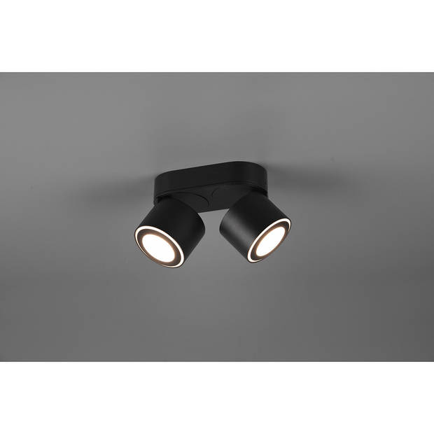 LED Plafondspot - Trion Tarus - 8W - Warm Wit 3000K - 2-lichts - Rond - Mat Zwart - Aluminium