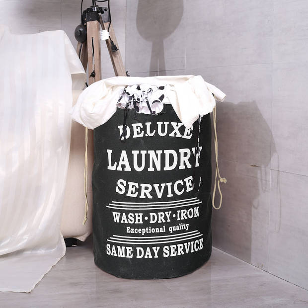 Wasmand 50L - Rond - Tekst Deluxe Laundry Service -> Same Day Service-