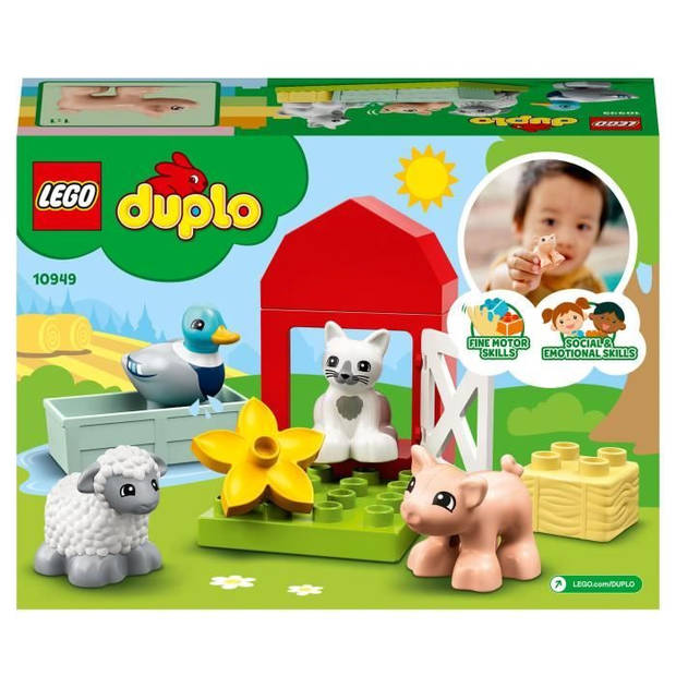 LEGO 10949 DUPLO Town Farm Animals-speelgoed met minifiguren van eend, varken en kat voor kinderen vanaf 2 jaar
