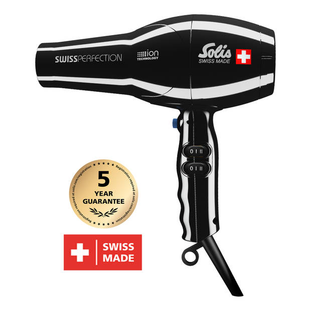 Solis Swiss Perfection 440 Föhn - Haardroger Zwart + Superflex Softstyler