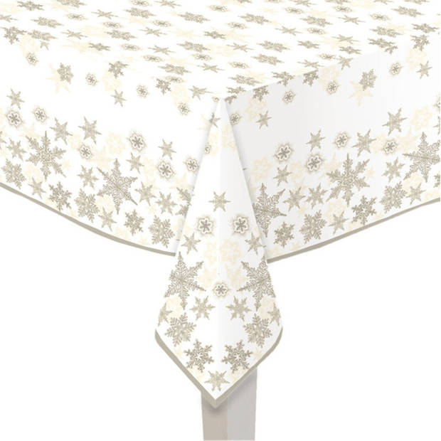 Papieren tafelkleden wit met gouden sterren print 120 x 180 cm - Tafellakens