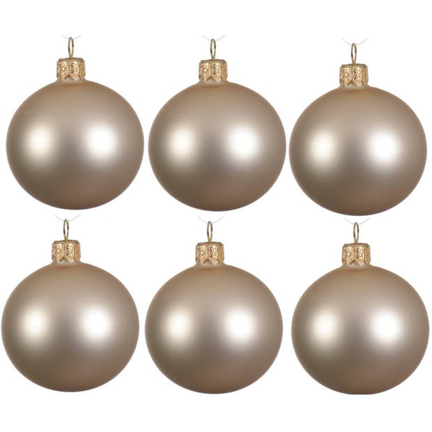 24x Glazen kerstballen mat licht parel/champagne 8 cm kerstboom versiering/decoratie - Kerstbal