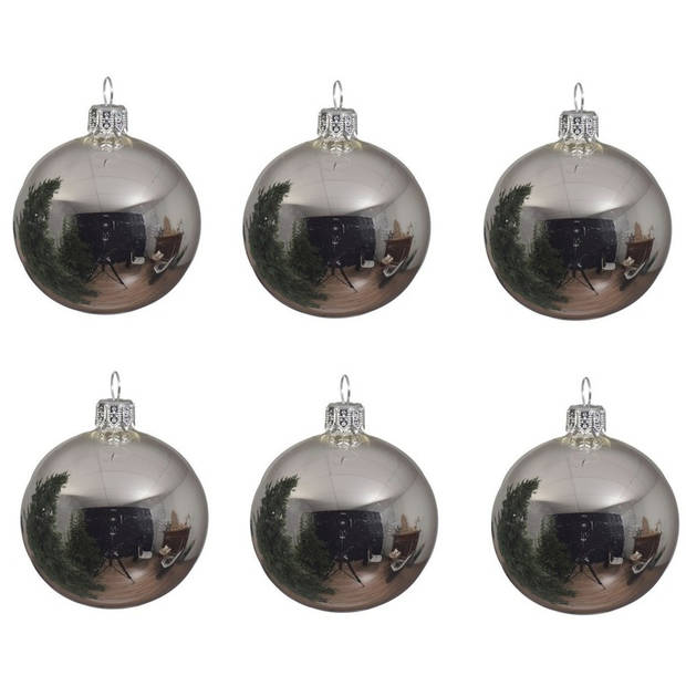 18x Glazen kerstballen glans zilver 8 cm kerstboom versiering/decoratie - Kerstbal