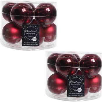 Kerstboomversiering donkerrode kerstballen van glas 6 cm 20x stuks - Kerstbal