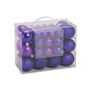 Kerstboomversiering 50x paarse plastic kerstballen - Kerstbal