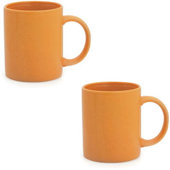 2x Oranje drinkbekers/mokken oranje 370 ml - Bekers