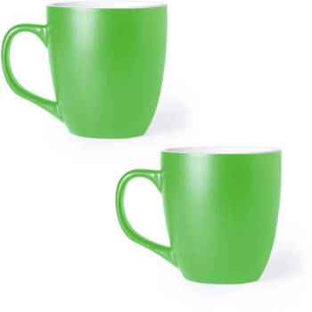 2x Groene drinkbekers/mokken groen 440 ml - Bekers