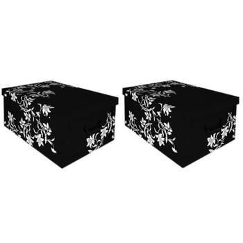 2x Opberg boxen zwart 52 x 38 cm - Opbergbox