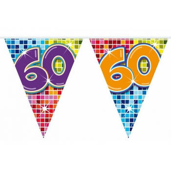 3x Mini vlaggetjeslijn slingers verjaardag versiering 60 jaar - Vlaggenlijnen