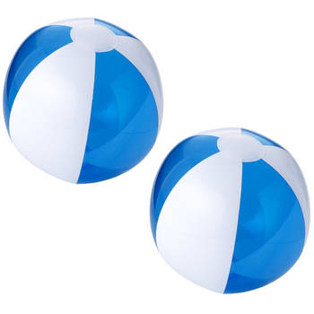 2x stuks opblaasbare strandballen blauw/wit 30 cm - Strandballen