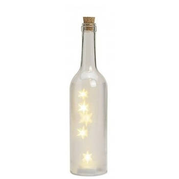Glazen decoratie flessen met sterren inclusief verlichting 29 x 7 cm - kerstverlichting figuur
