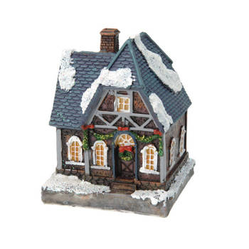 1x Verlichte color changing kerstdorp huisjes/kersthuisjes 13 cm - Kerstdorpen