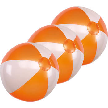 3x Waterspeelgoed oranje/witte strandbal 28 cm - Strandballen