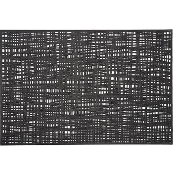 6x Rechthoekige onderleggers voor borden zwart 30 x 45 cm - Placemats