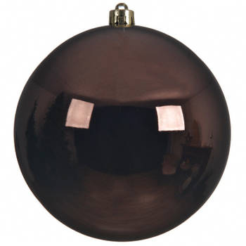 1x Grote raam/deur/kerstboom decoratie donkerbruine kerstballen 20 cm glans - Kerstbal