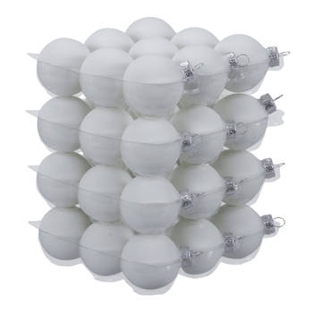 72x Witte glazen kerstballen 4 cm mat - Kerstbal