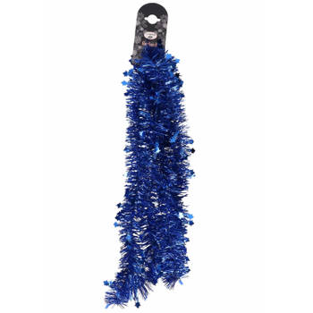 1x Blauwe folie feestslingers 200 cm feestversiering - Kerstslingers