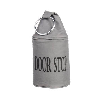 Grijze deurstopper met ring 28 cm canvas - Deurstoppers