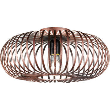 LED Plafondlamp - Plafondverlichting - Trion Johy - E27 Fitting - Rond - Industrieel - Mat Koper - Aluminium - 40cm