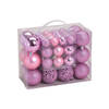 Kerstboomversiering 50x roze plastic kerstballen 3/4/6 cm - Kerstbal